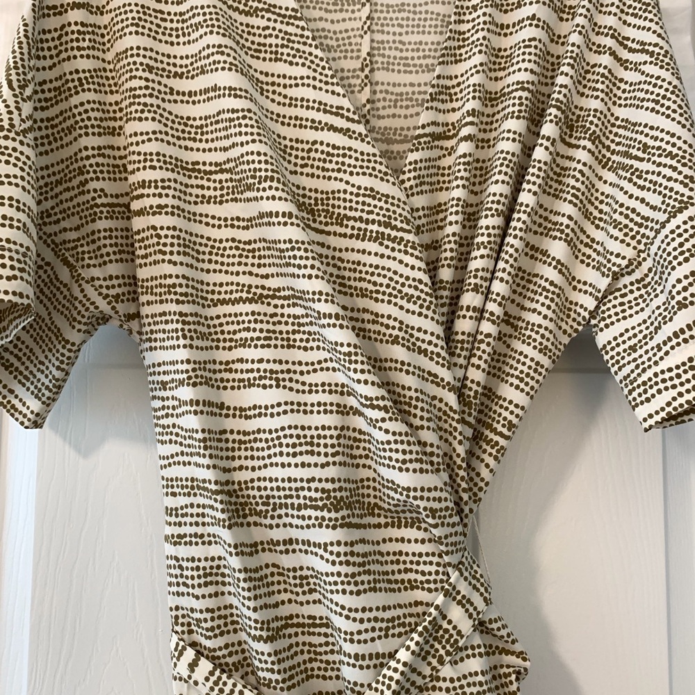 Prologue Tan and Cream Wrap Blouse Short Sleeve RelaxedTarget Prologue wrap dres